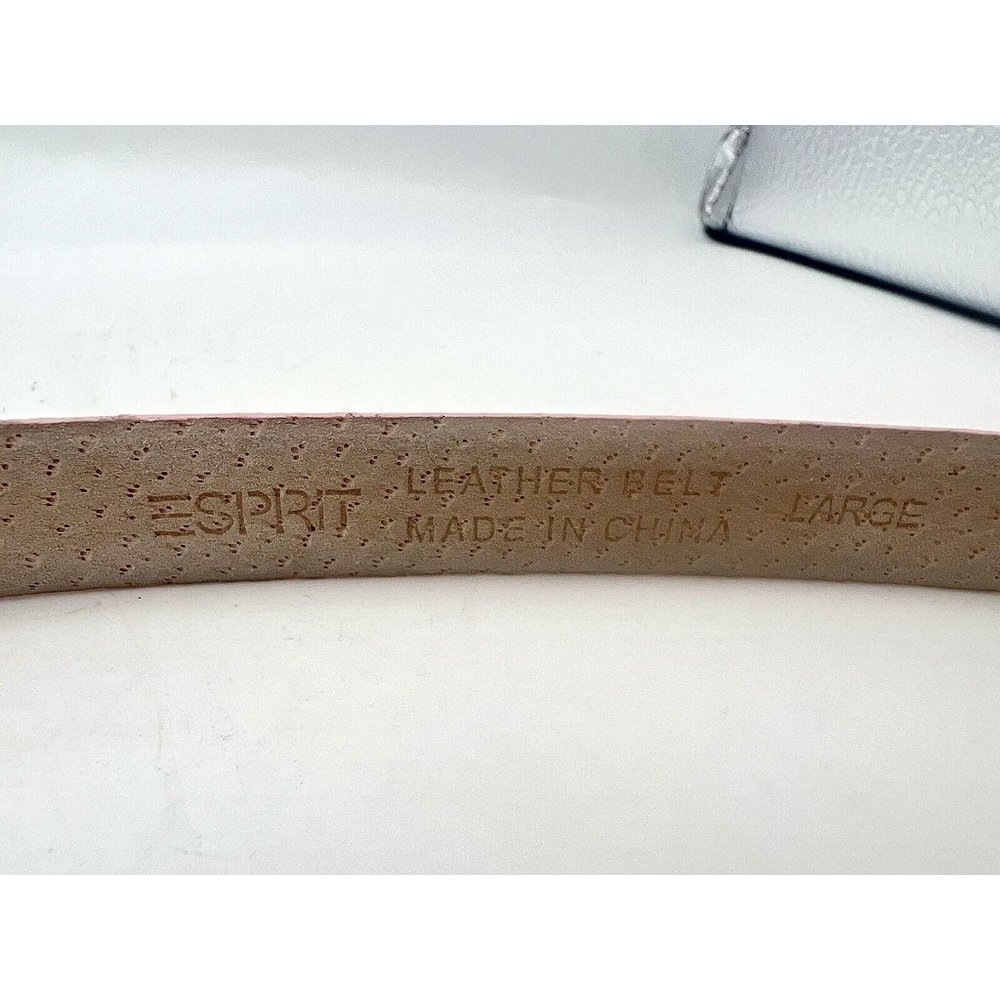 Women's ESPRIT Light Pink Leather Belt With Crocodile Print Size Large Barbie - Picture 5 of 5